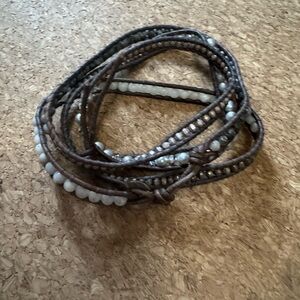 Chan Luu Brown and White Beaded Wrap Bracelet